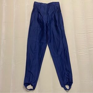 Vintage Jack Mulqueen New York Women’s Pants Stirrup Pleated Front Navy Designer